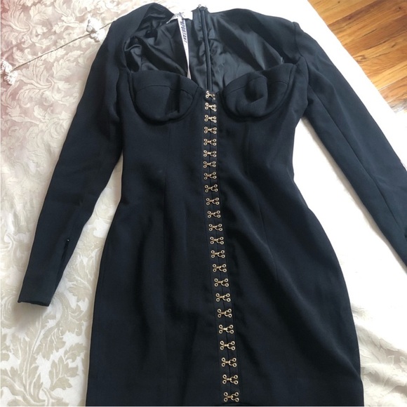 House of CB black mini dress with gold hinges XS - Picture 2 of 2